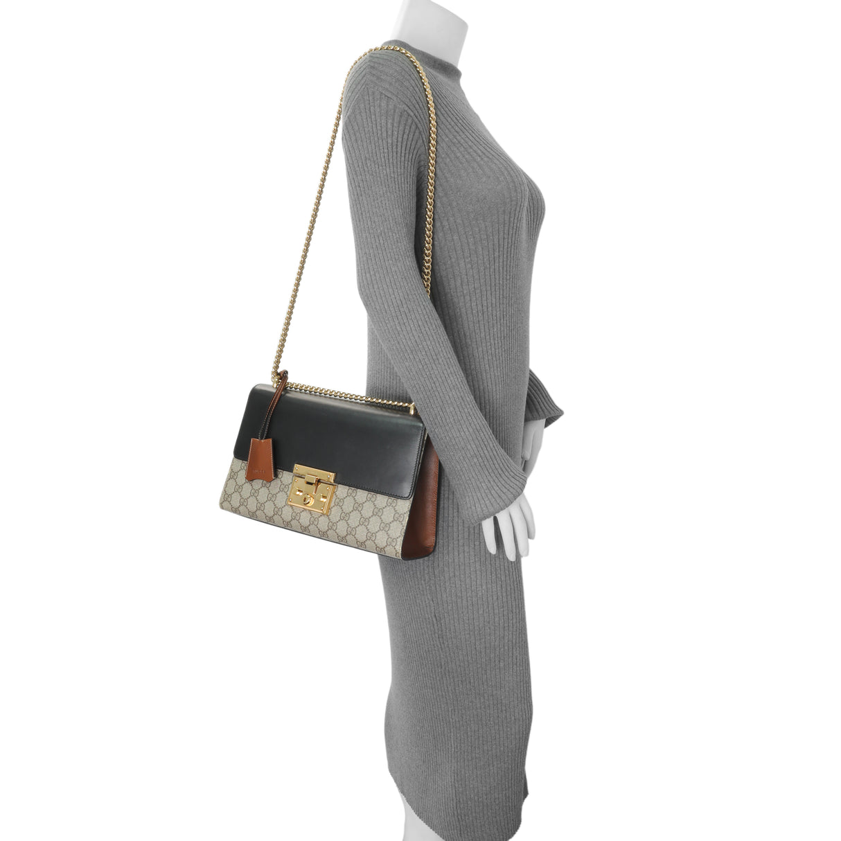 Gucci GG Supreme Calfskin Medium Padlock Shoulder Bag Handbags Gucci