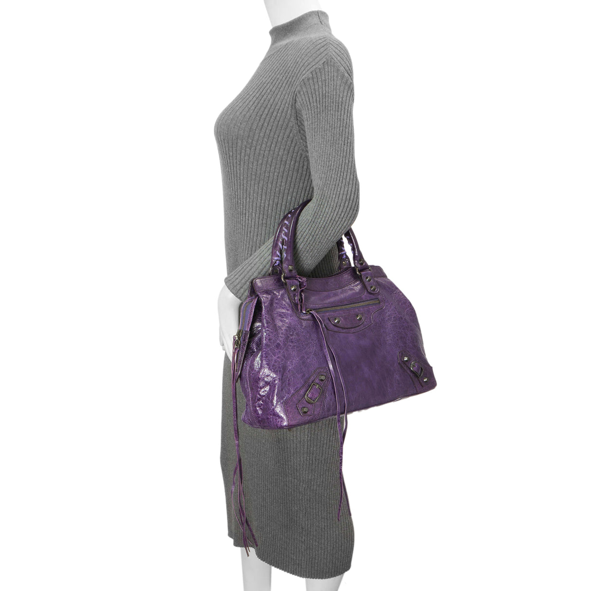 Balenciaga Violet Chevre Step Handbags Balenciaga