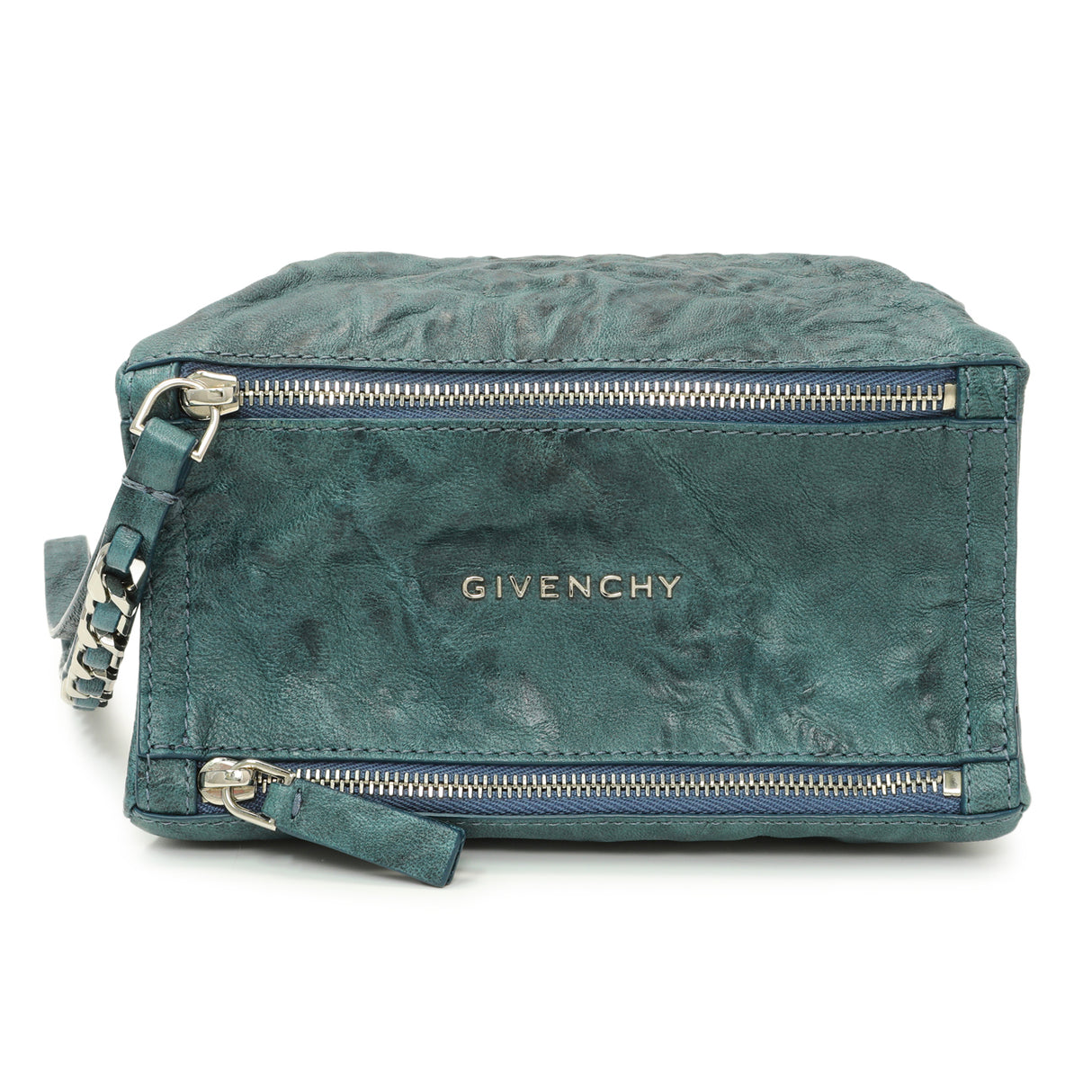 Givenchy Teal Tumbled Sheepskin Pandora Wristlet Clutch Handbags Givenchy