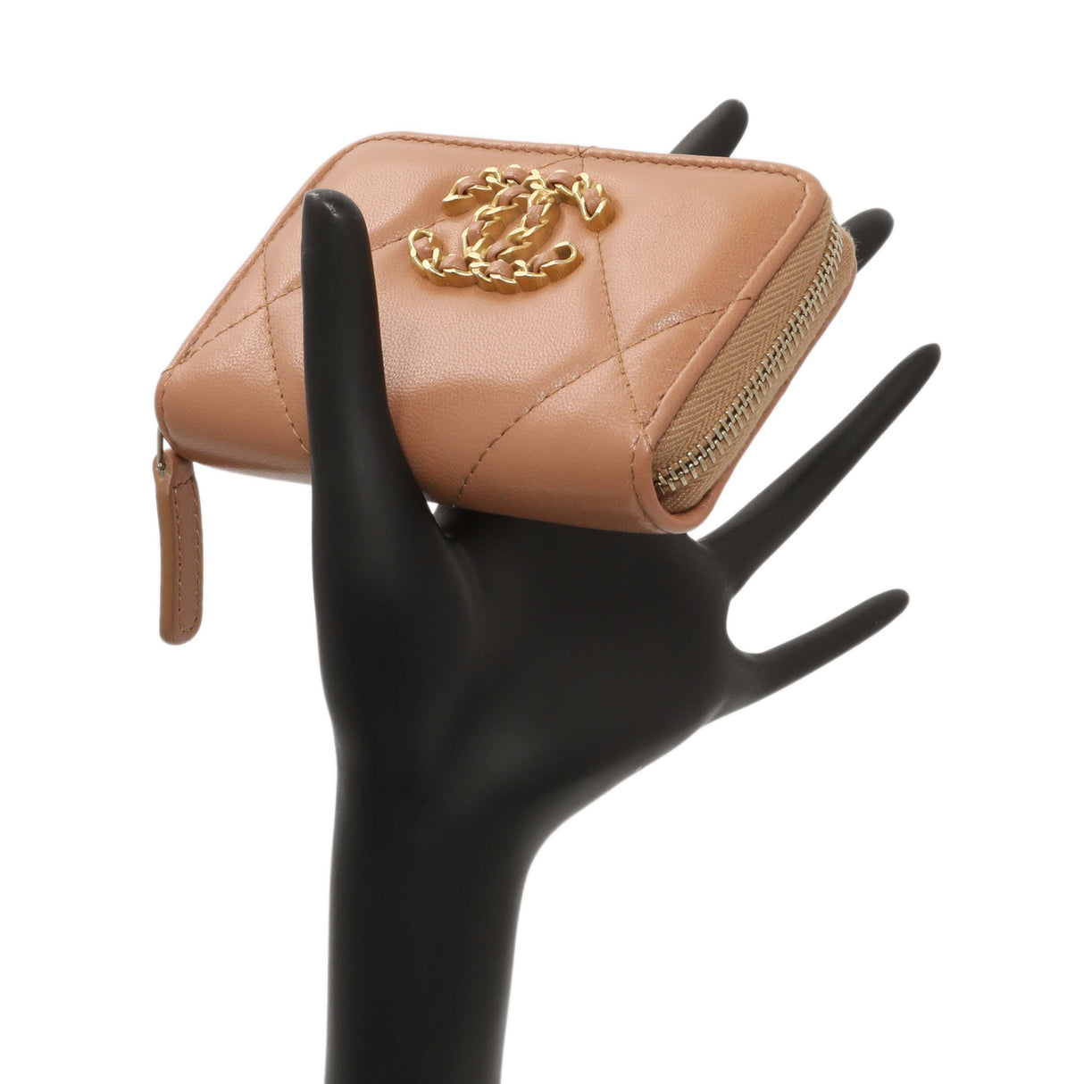 Chanel Brown Quilted Lambskin 19 Zip Around Coin Purse Accessories Chanel