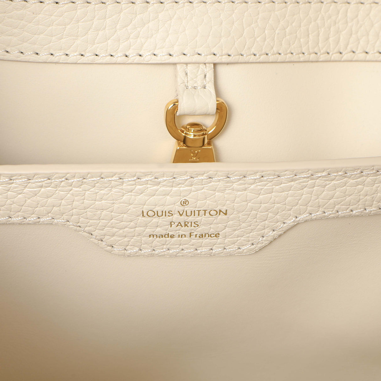 Louis Vuitton Creme Nacre Taurillon Flower Crown Capucines BB Handbags Louis Vuitton