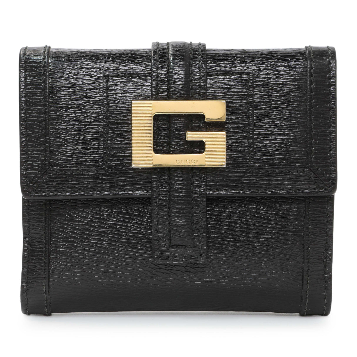 Gucci Black Calfskin Vintage Compact Wallet Accessories Gucci