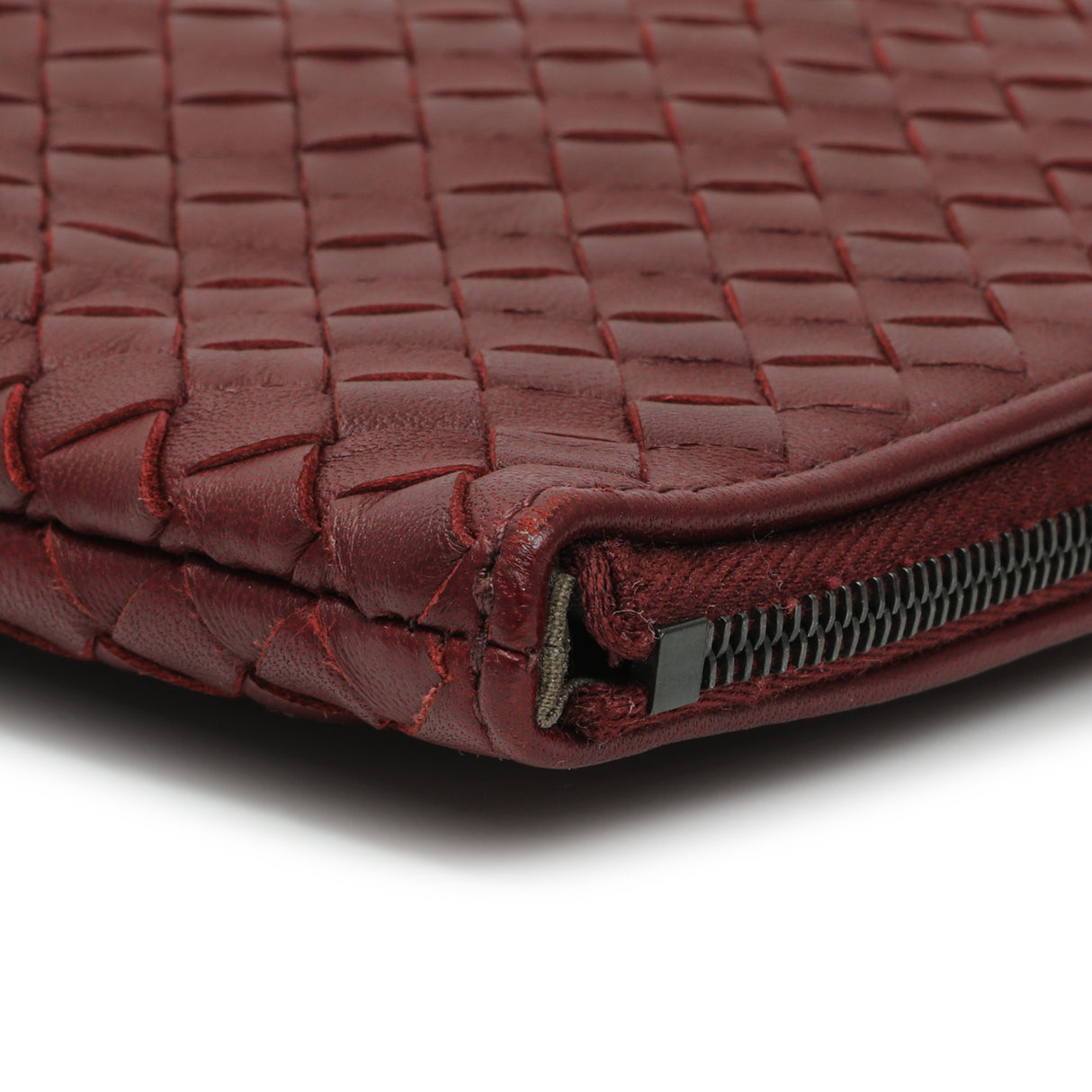 Bottega Veneta Burgundy Nappa Intrecciato Zip Pouch Accessories Bottega Veneta