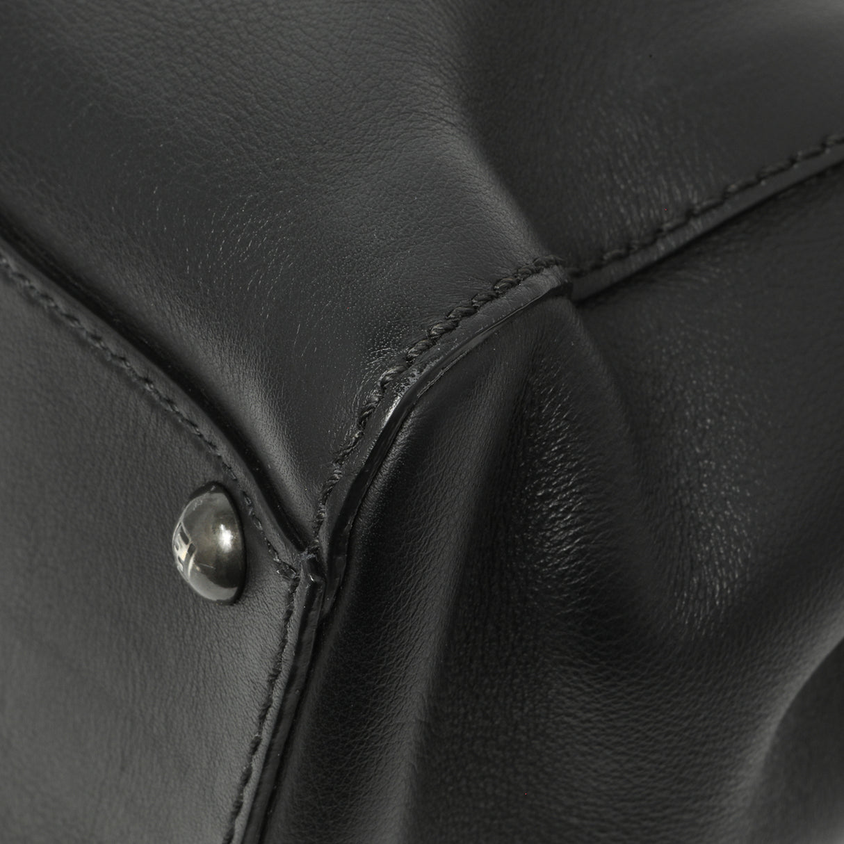 Fendi Black Vitello Seta Medium Peekaboo Iconic Satchel Handbags Fendi