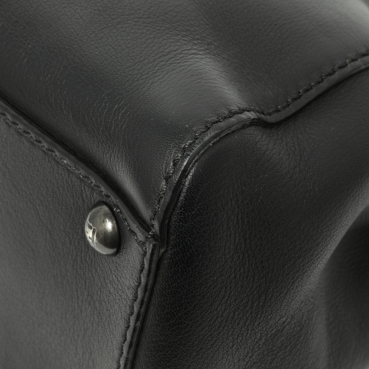 Fendi Black Vitello Seta Medium Peekaboo Iconic Satchel Handbags Fendi