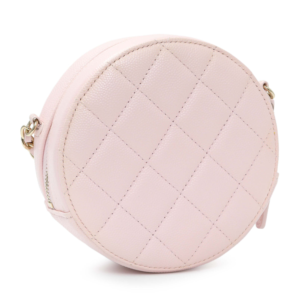 Chanel Pink Quilted Caviar Round Clutch with Chain Handbags Chanel