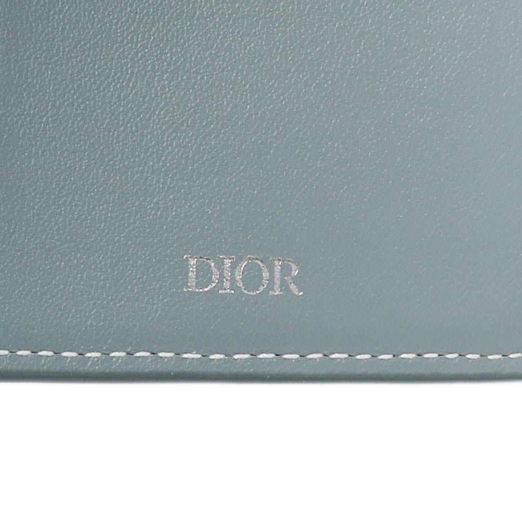 Christian Dior Grey Grained Calfskin Icon Bifold Card Holder Accessories Christian Dior