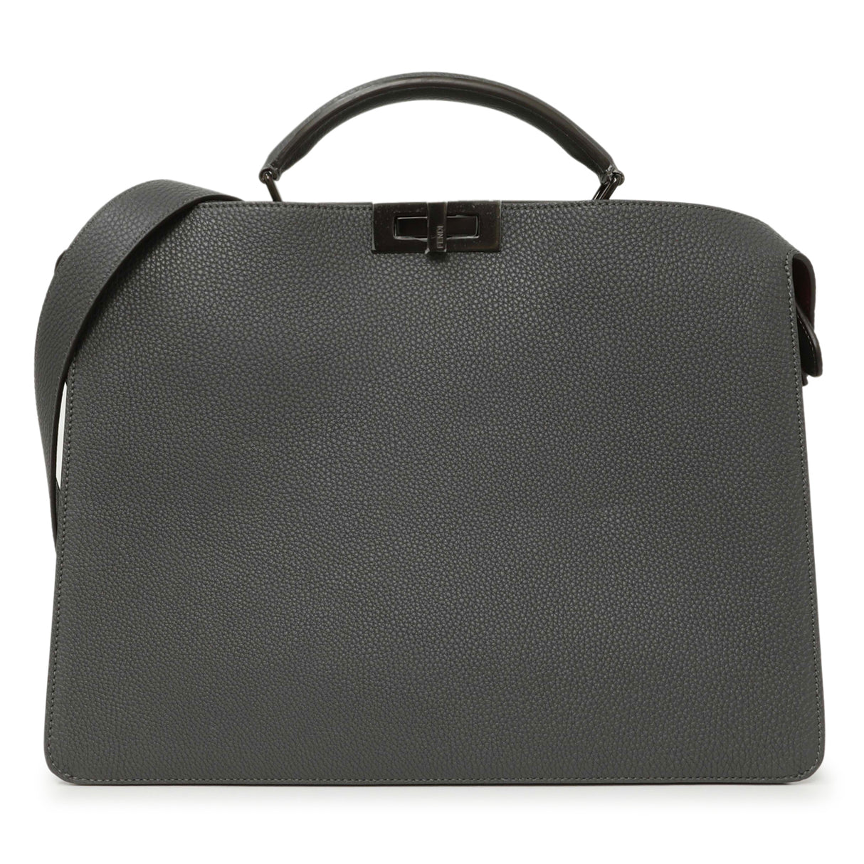 Fendi Grey Cuoio Romano Vitello Cover Monochrome Medium Peekaboo ISeeU Satchel Handbags Fendi