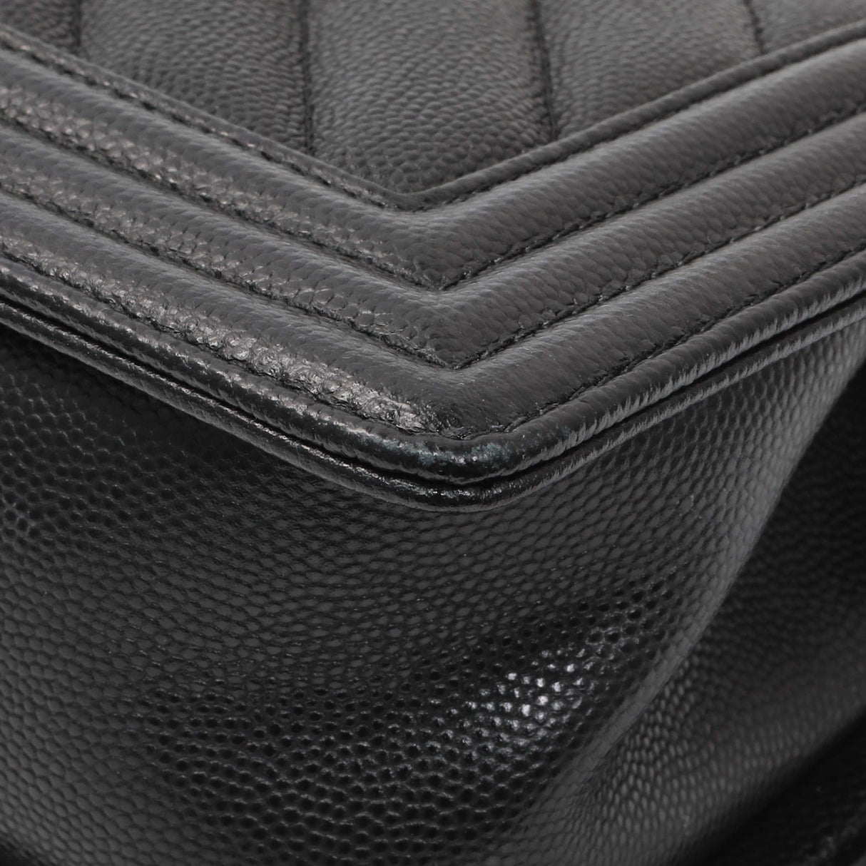 Chanel Black Chevron Quilted Caviar Small Boy Flap Handbags Chanel