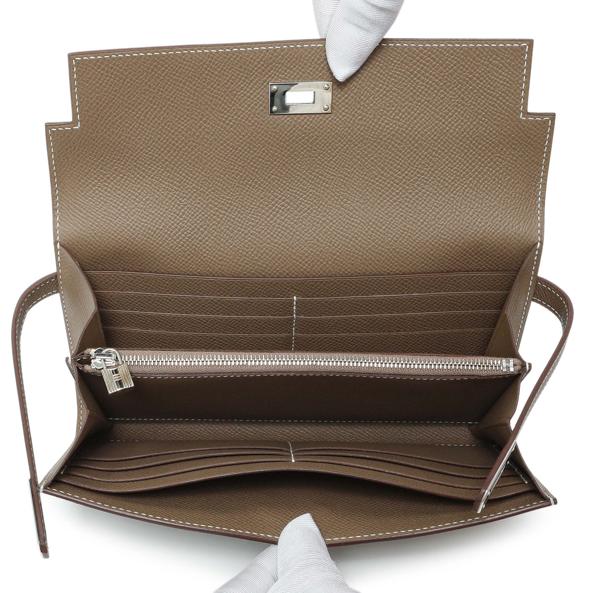 Hermes Etoupe Epsom Kelly Longue Wallet Accessories Hermes