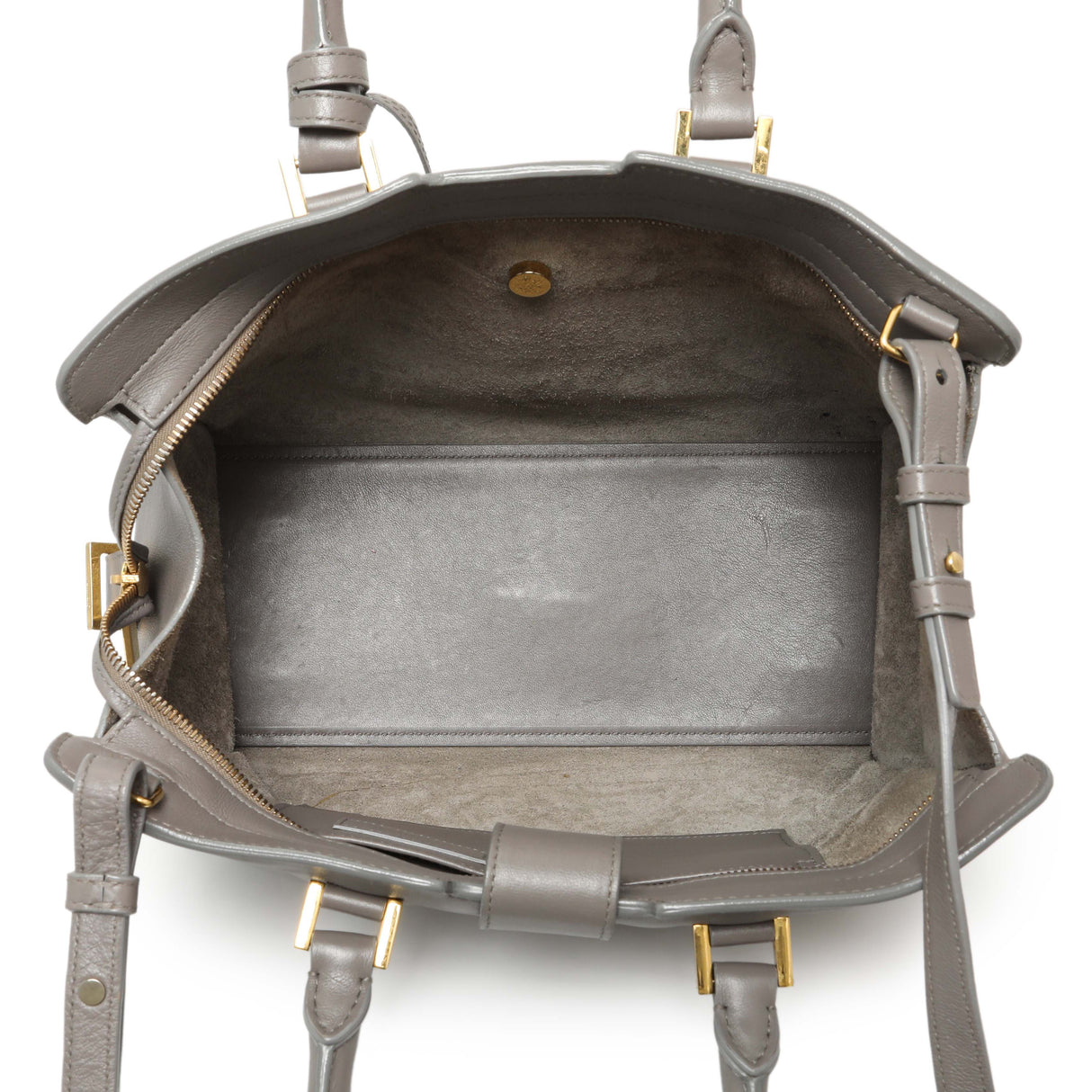 Saint Laurent Grey Calfskin Small Classic Y Cabas Handbags Saint Laurent