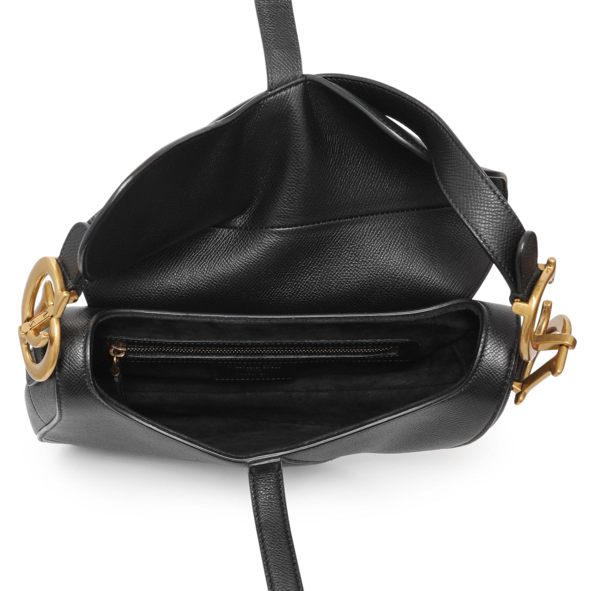 Christian Dior Black Grained Calfskin Saddle Bag Handbags Christian Dior