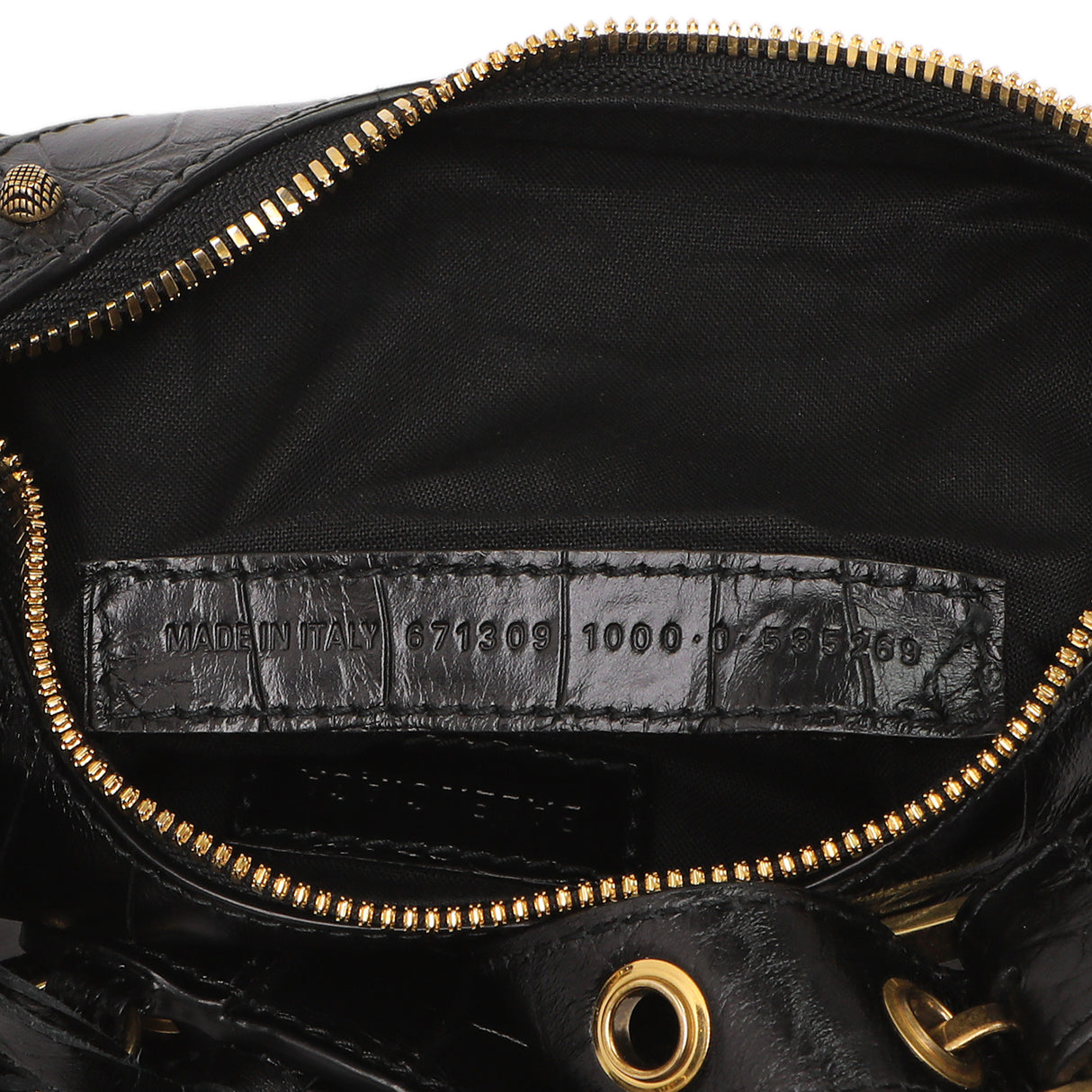 Balenciaga Black Crocodile Embossed Le Cagole Shoulder Bag XS Handbags Balenciaga