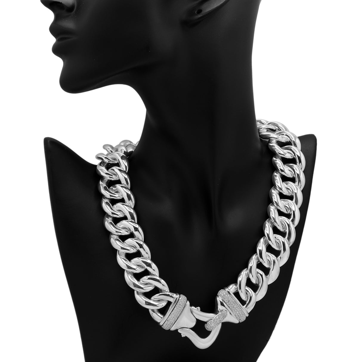 David Yurman Sterling Silver Diamond Cable Buckle Chain Necklace Designer Jewellery David Yurman