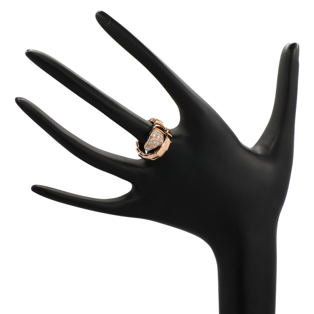 Bulgari 18K Rose Gold Diamond Serpenti Viper Ring Designer Jewellery Bulgari