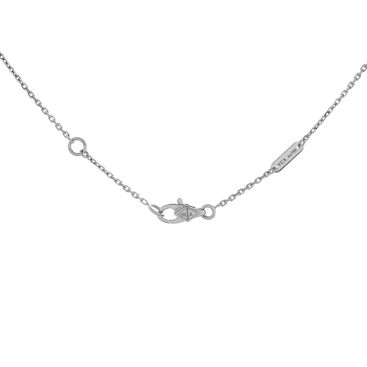 Van Cleef & Arpels 18K White Gold Diamond Sweet Alhambra Pendant Necklace Designer Jewellery Van Cleef and Arpels