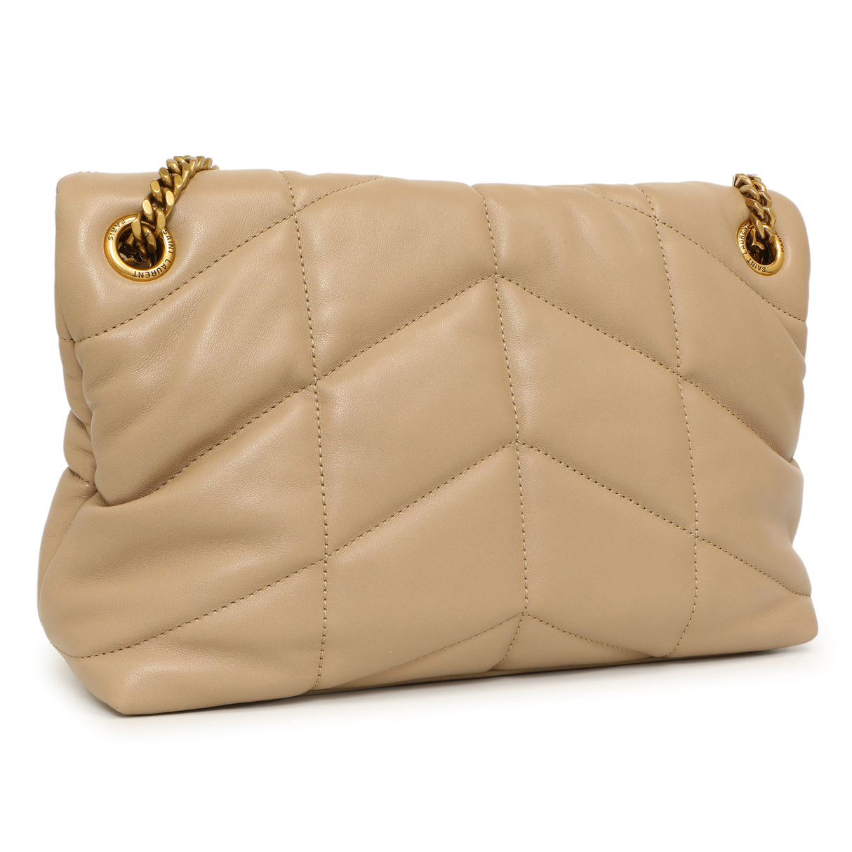 Saint Laurent Dark Beige Lambskin Small Loulou Puffer Handbags Saint Laurent