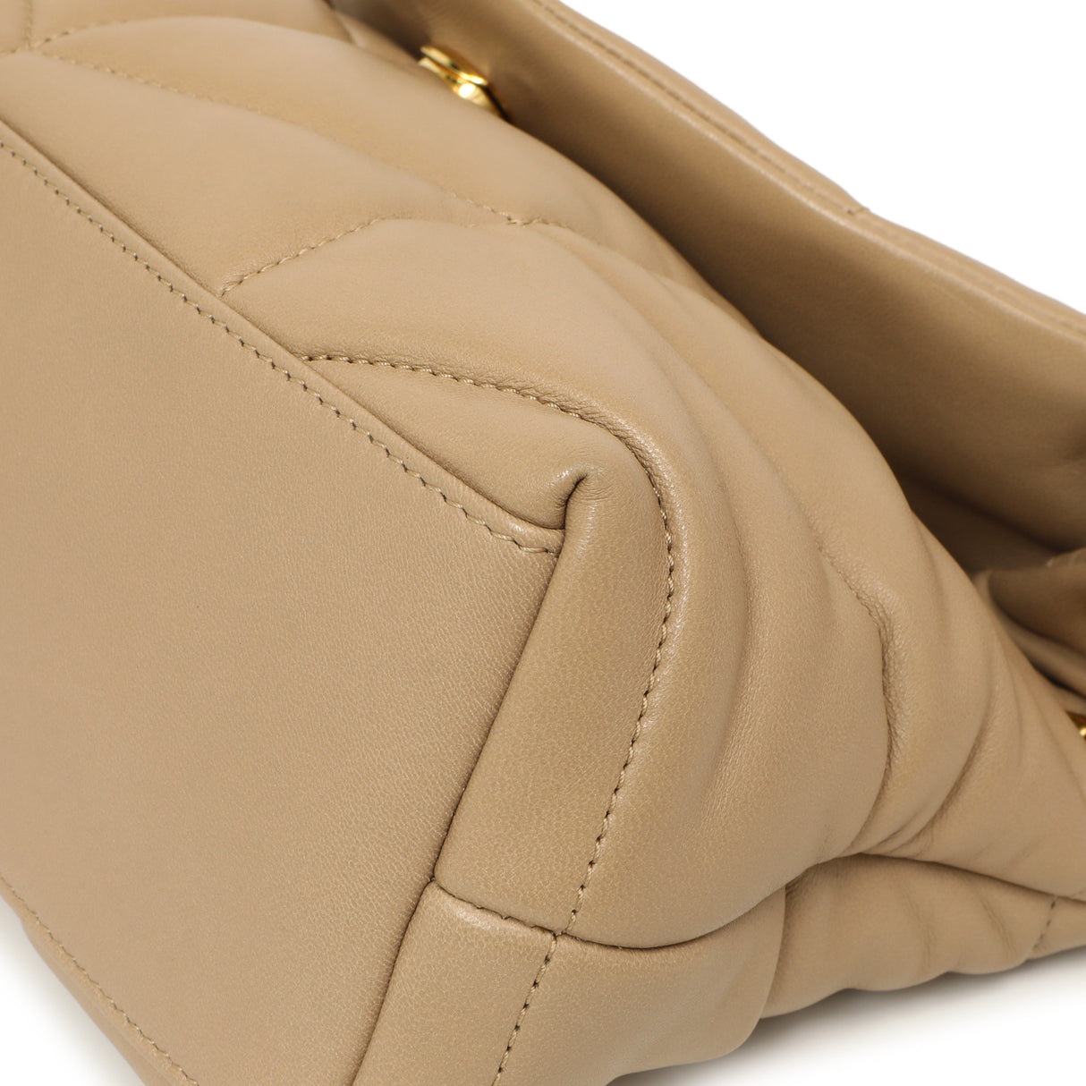 Saint Laurent Dark Beige Lambskin Small Loulou Puffer Handbags Saint Laurent