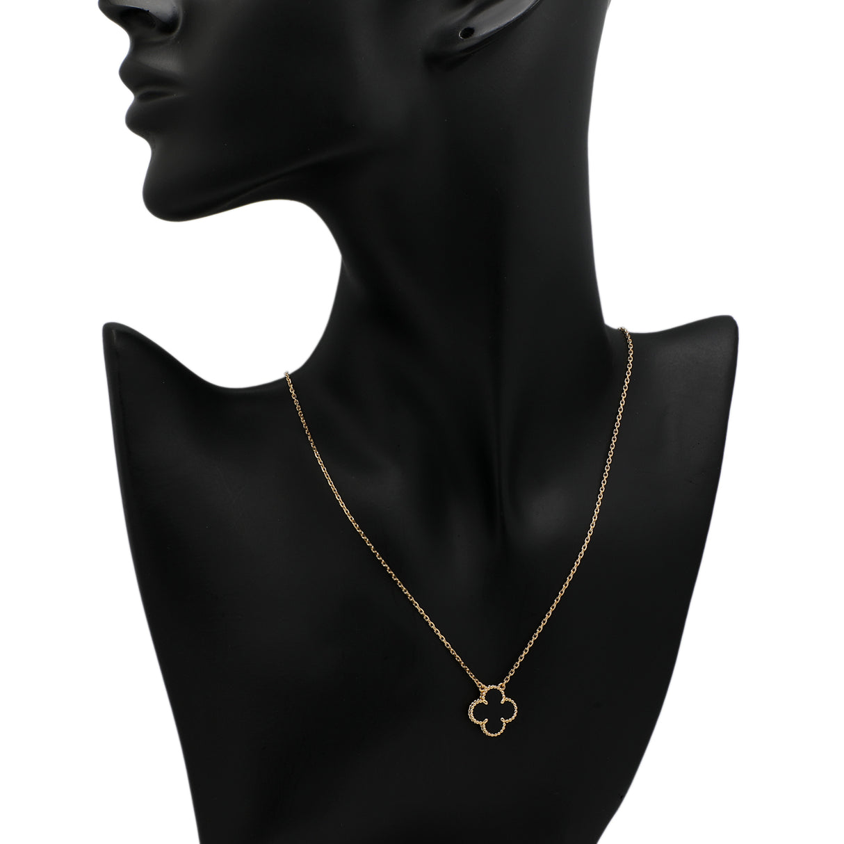 Van Cleef & Arpels 18K Yellow Gold & Onyx Vintage Alhambra Pendant Necklace Designer Jewellery Van Cleef and Arpels