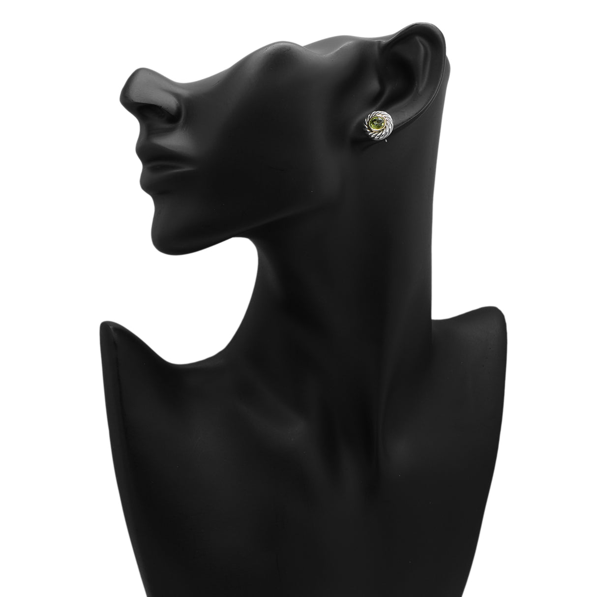 David Yurman Sterling Silver 18K Yellow Gold Peridot Cookie Cable Earrings Designer Jewellery David Yurman