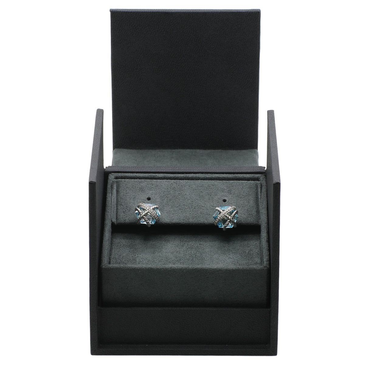 David Yurman Sterling Silver Topaz Cable Wrap Stud Earrings Designer Jewellery David Yurman