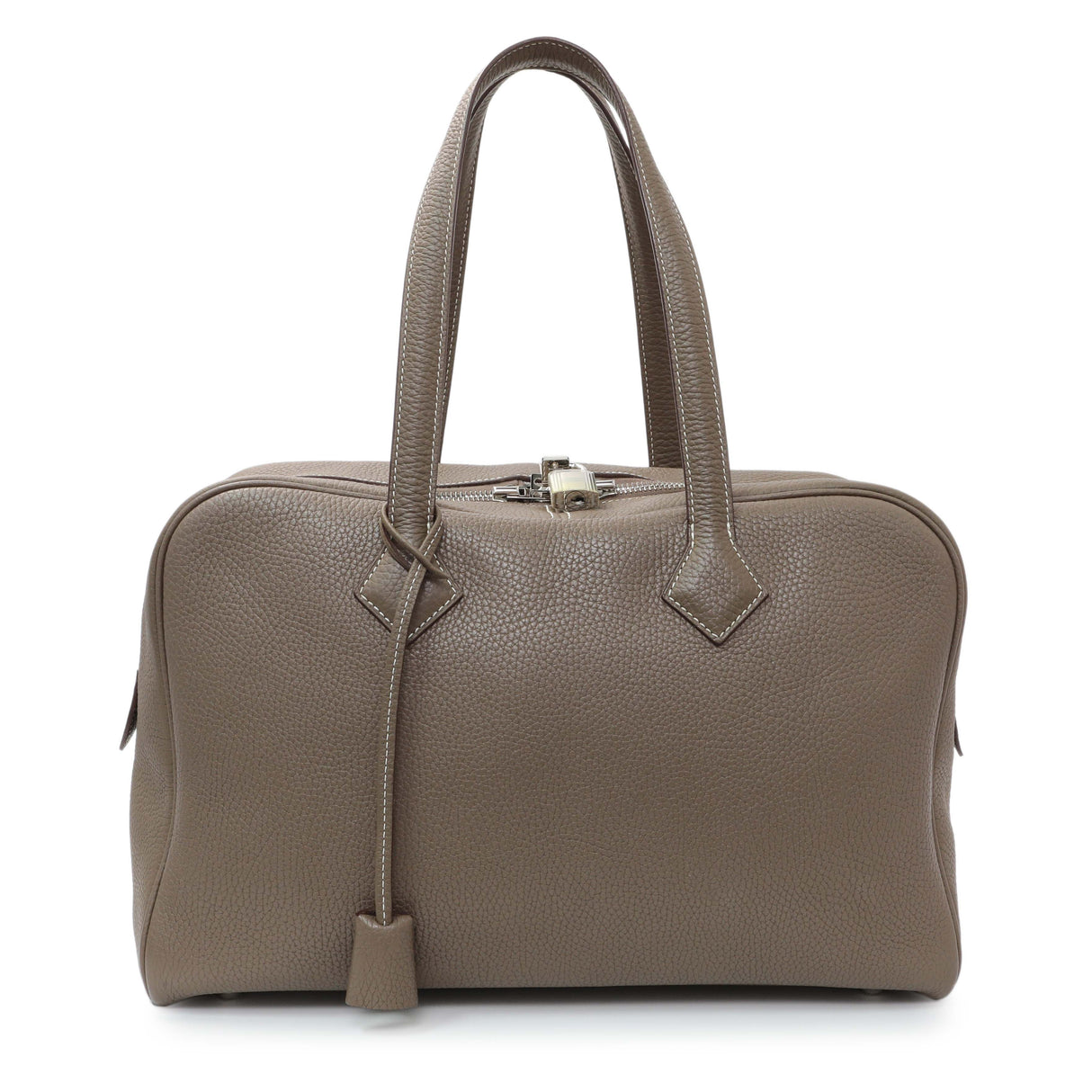 Hermes Etoupe Taurillon Clemence Victoria II 35 Handbags Hermes