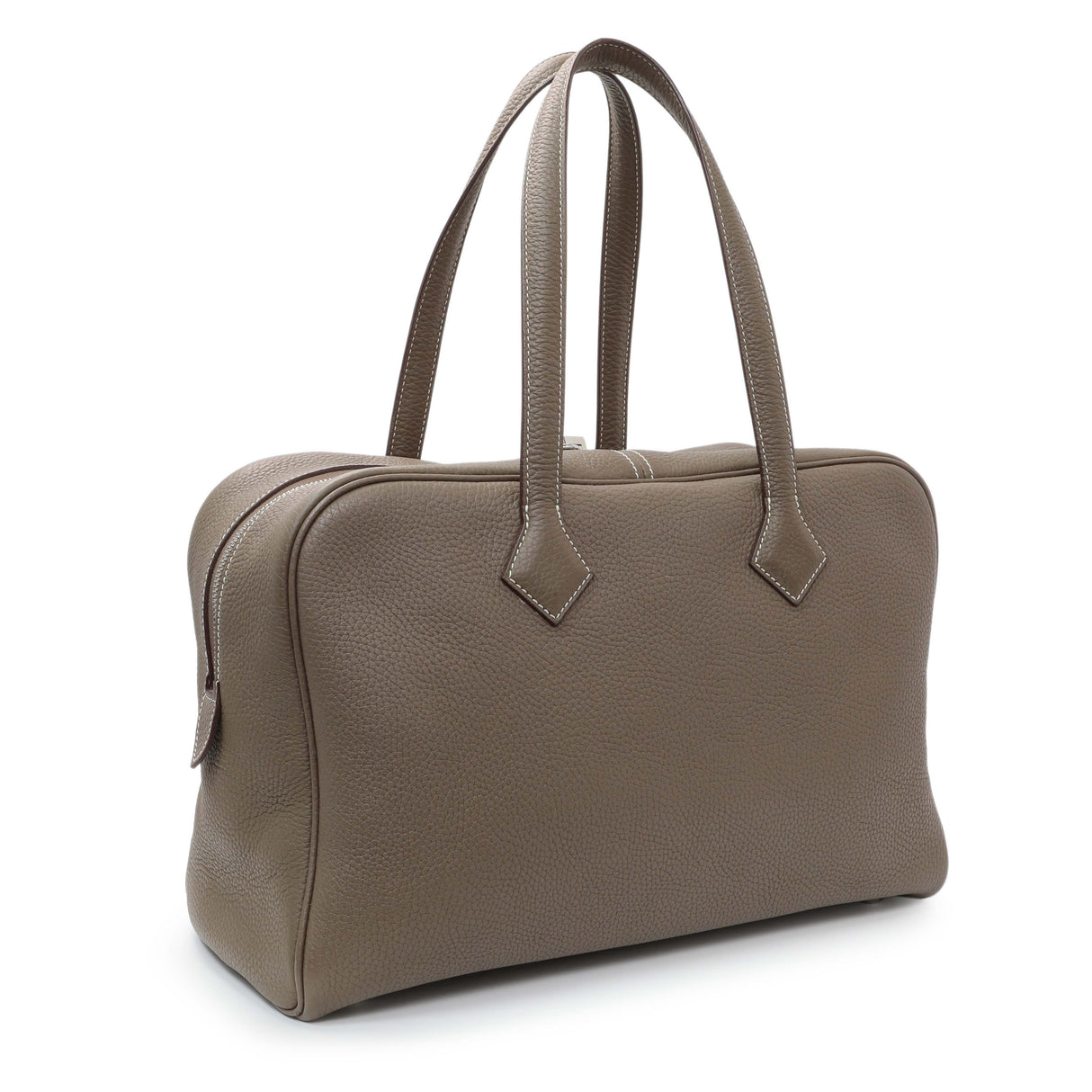 Hermes Etoupe Taurillon Clemence Victoria II 35 Handbags Hermes