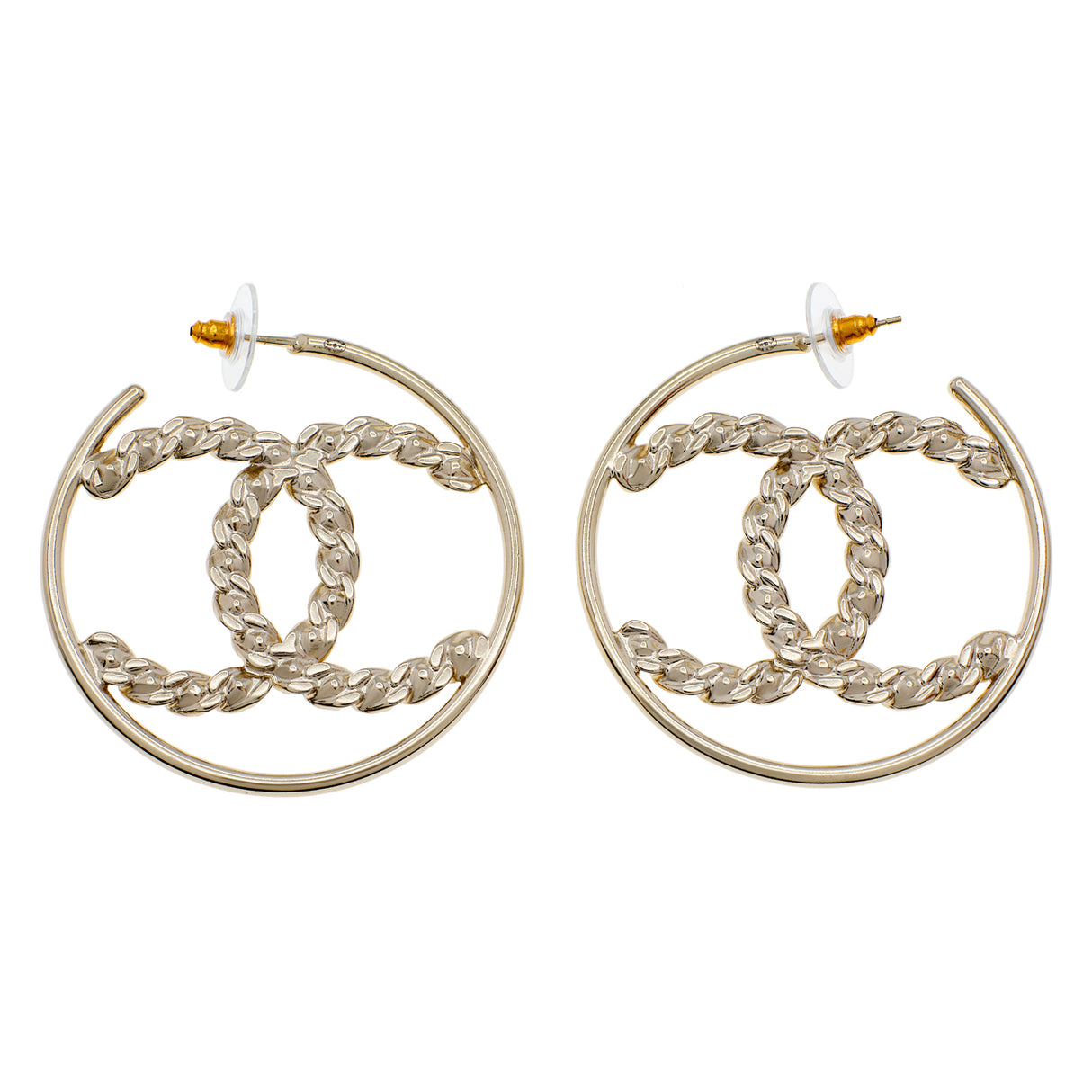 Chanel CC Crystal Hoop Earrings Chanel