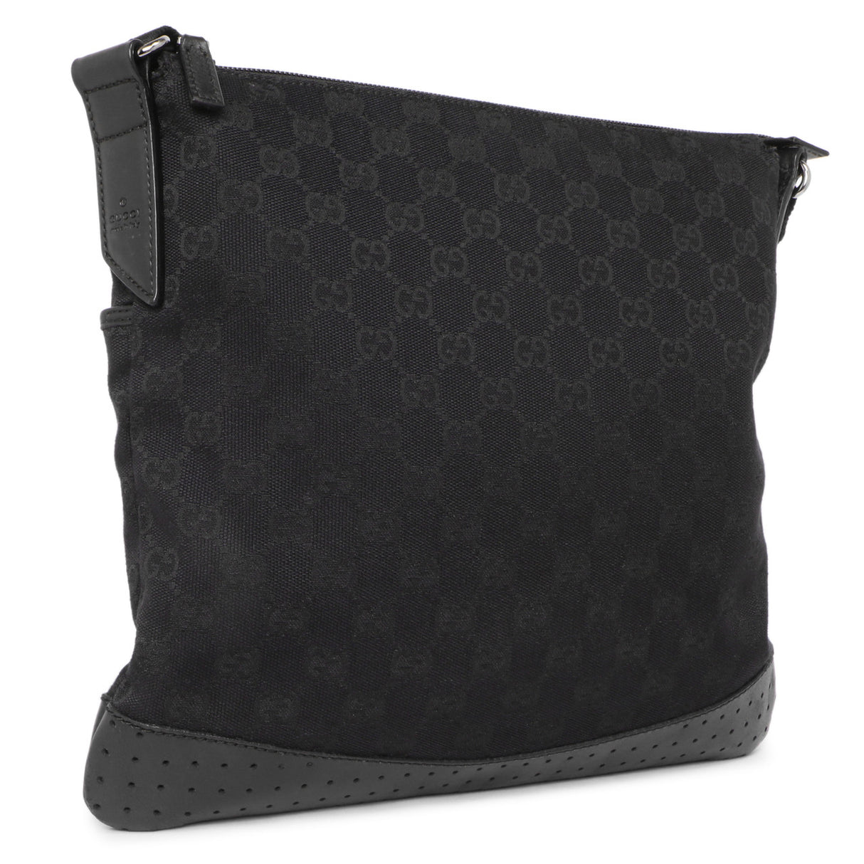 Gucci Black Monogram Perforated Flat Messenger Handbags Gucci
