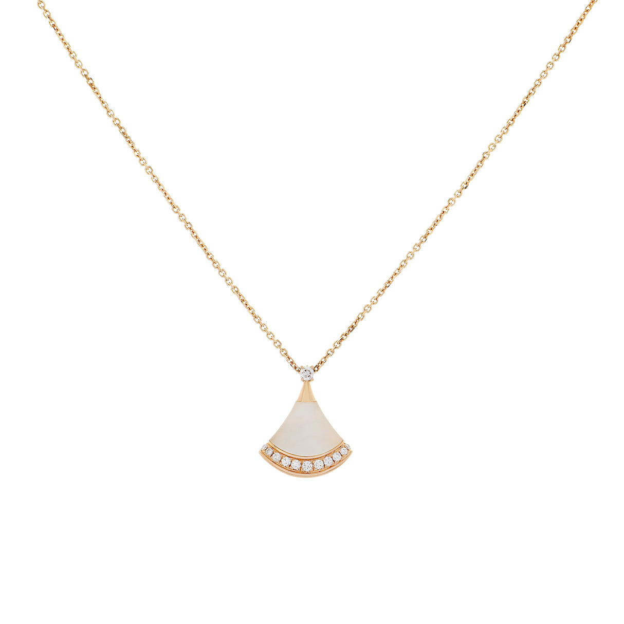 Bulgari 18K Rose Gold Diamond Mother of Pearl Divas’ Dream Necklace Designer Jewellery Modaselle