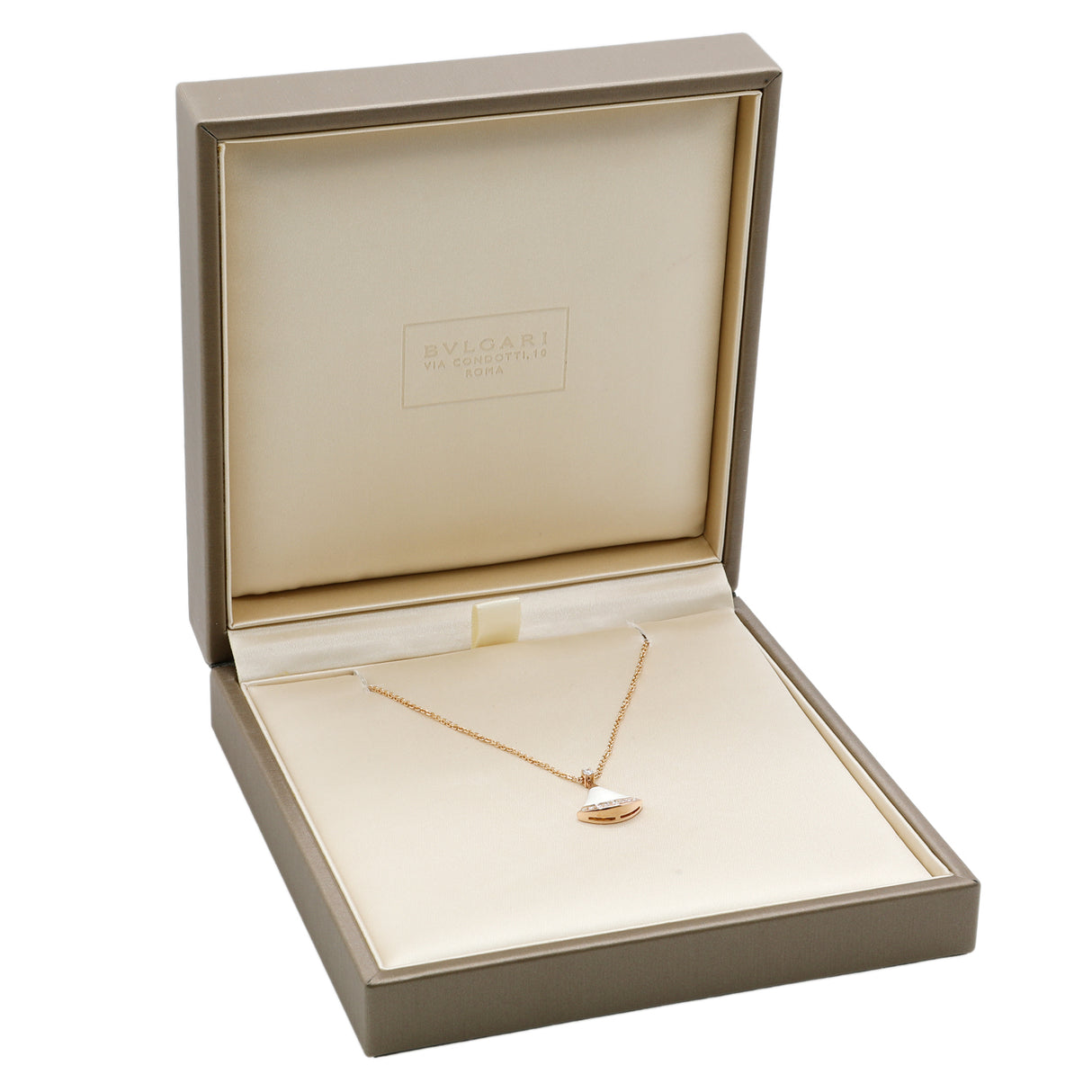 Bulgari 18K Rose Gold Diamond Mother of Pearl Divas’ Dream Necklace Designer Jewellery Modaselle