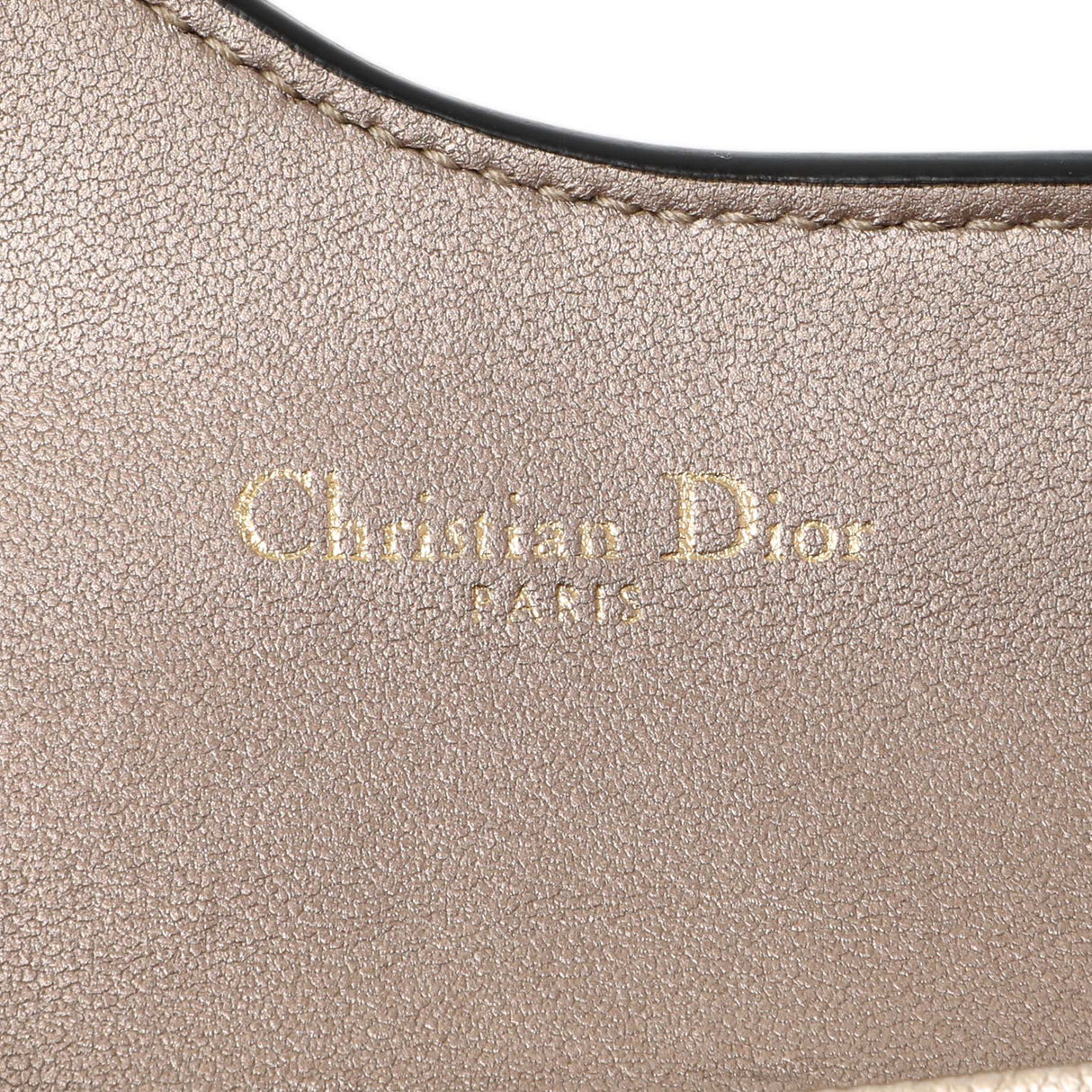 Christian Dior Gold Metallic Grained Calfskin Saddle Card Holder Accessories Christian Dior