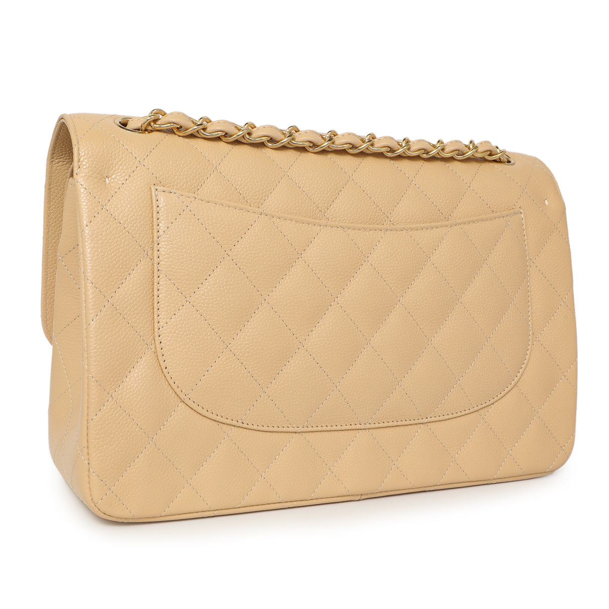 Chanel Beige Quilted Caviar Jumbo Classic Double Flap Handbags Chanel