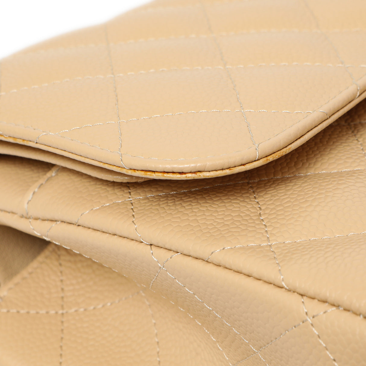 Chanel Beige Quilted Caviar Jumbo Classic Double Flap Handbags Chanel