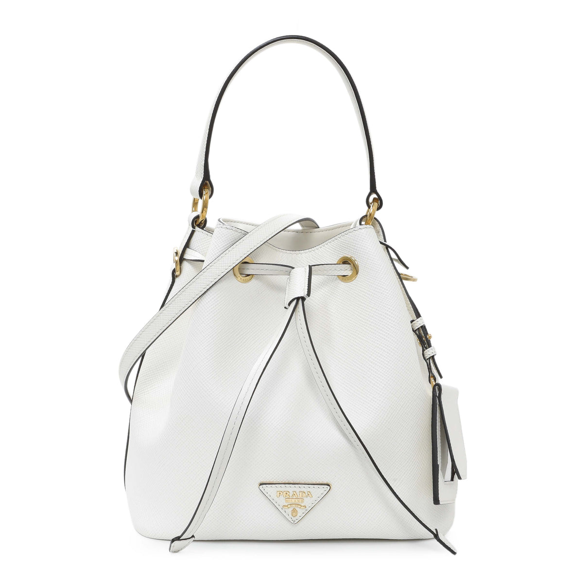Prada White Saffiano Bucket Bag Handbags Prada