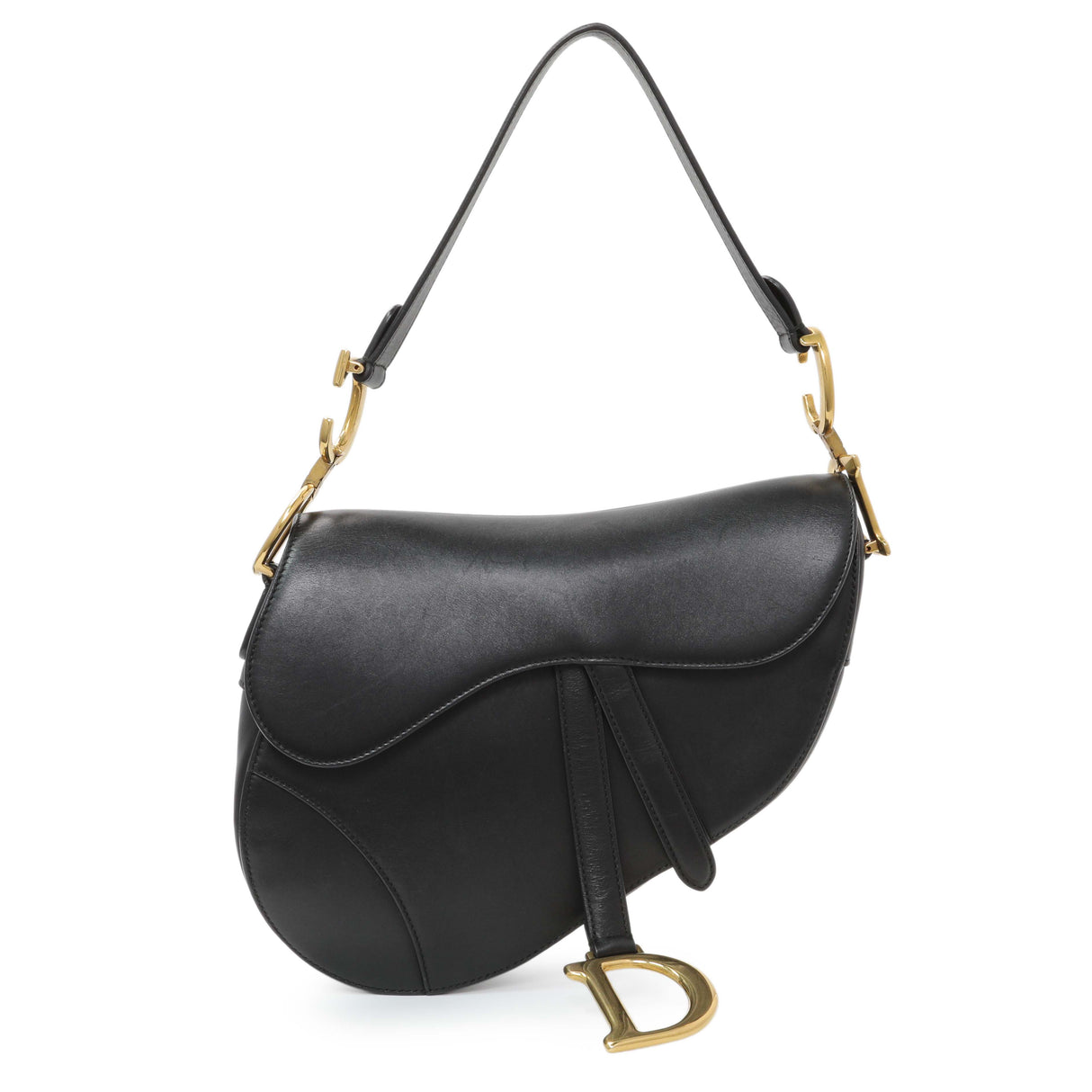 Christian Dior Black Smooth Calfskin Saddle Bag Handbags Christian Dior