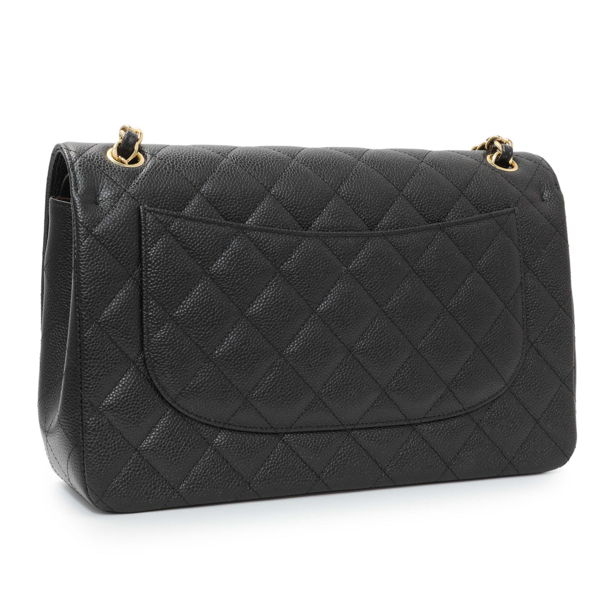 Chanel Black Quilted Caviar Jumbo Double Flap Handbags Chanel