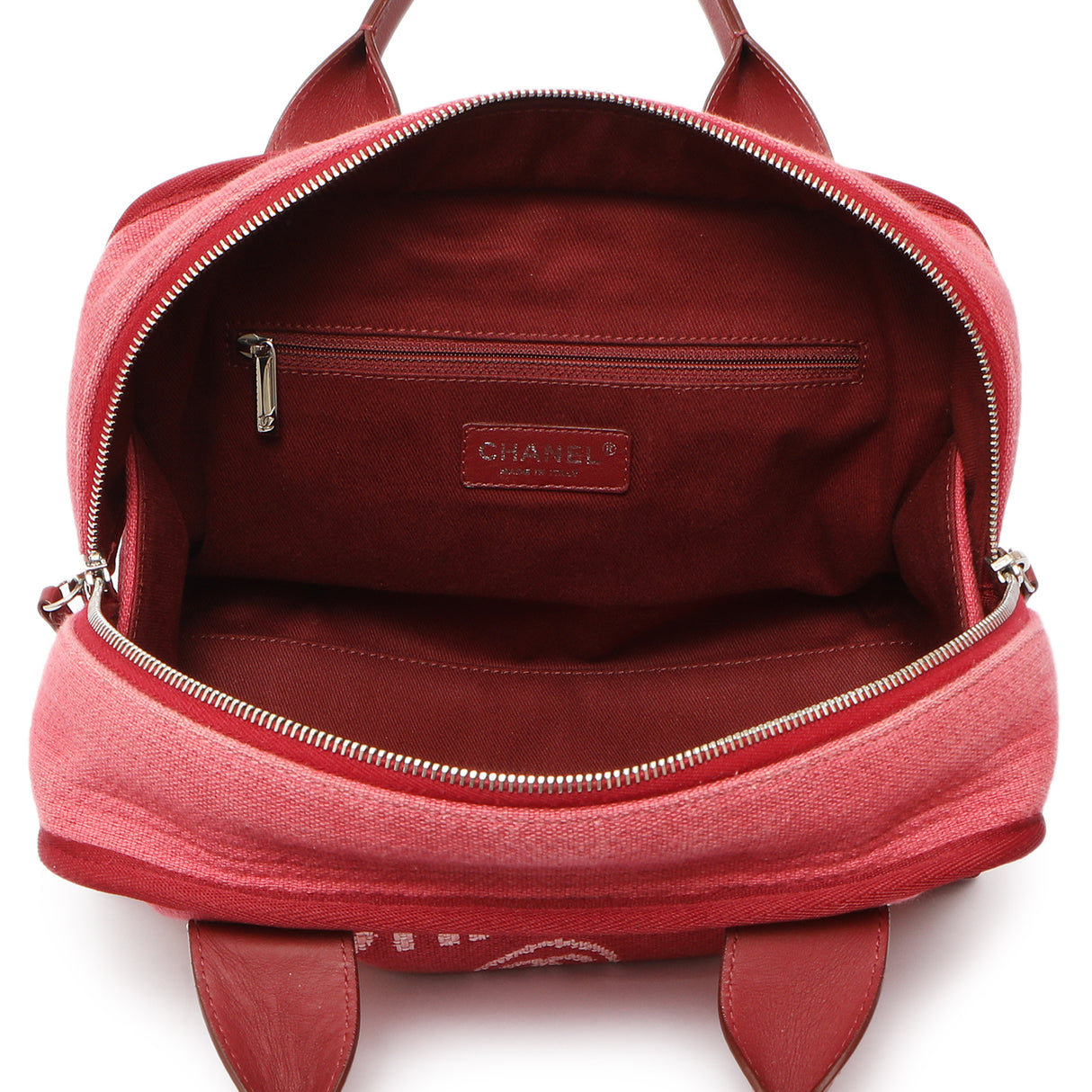 Chanel Red Canvas Deauville Bowling Bag Handbags Chanel