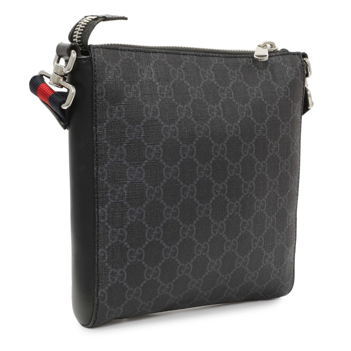 Gucci GG Supreme Monogram Web Small Flat Messenger Bag Handbags Gucci