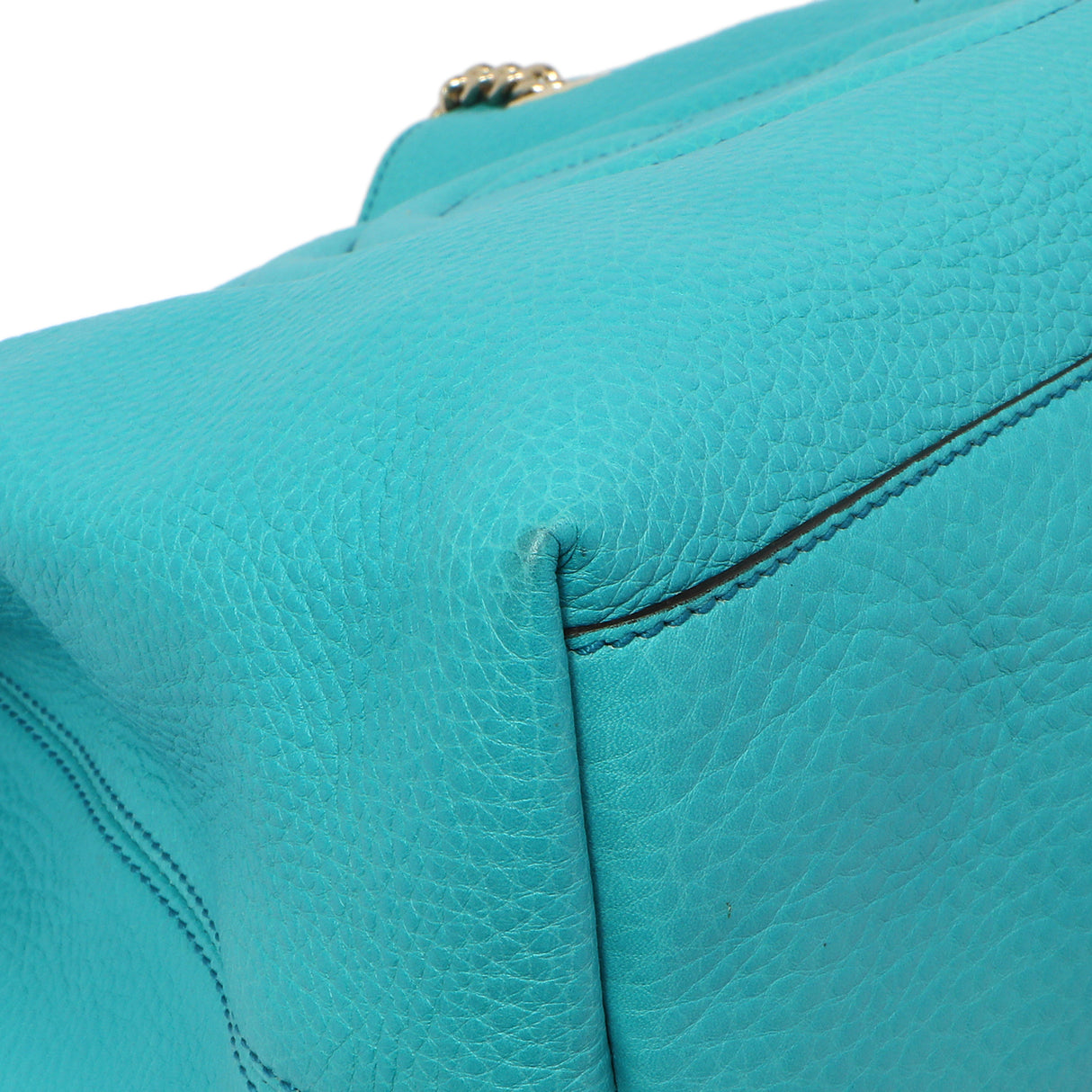 Gucci Teal Pebbled Calfskin Medium Soho Chain Shoulder Bag Handbags Gucci
