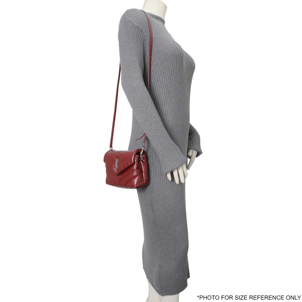 Saint Laurent Burgundy Calfskin Monogram Toy Loulou Crossbody Handbags Saint Laurent