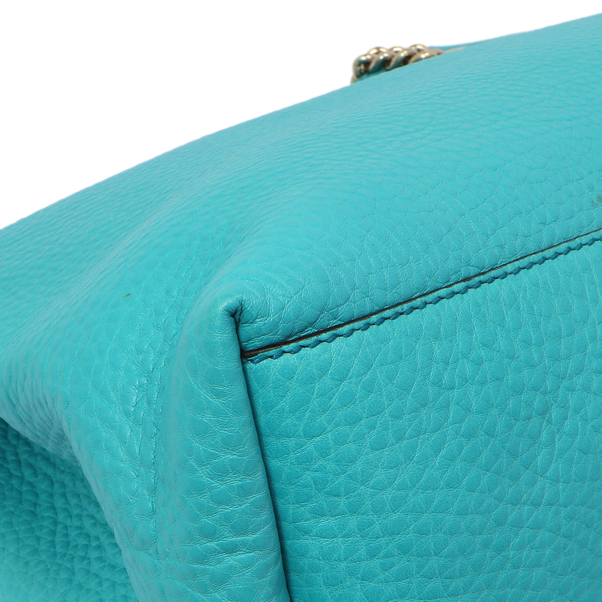 Gucci Teal Pebbled Calfskin Medium Soho Chain Shoulder Bag Handbags Gucci
