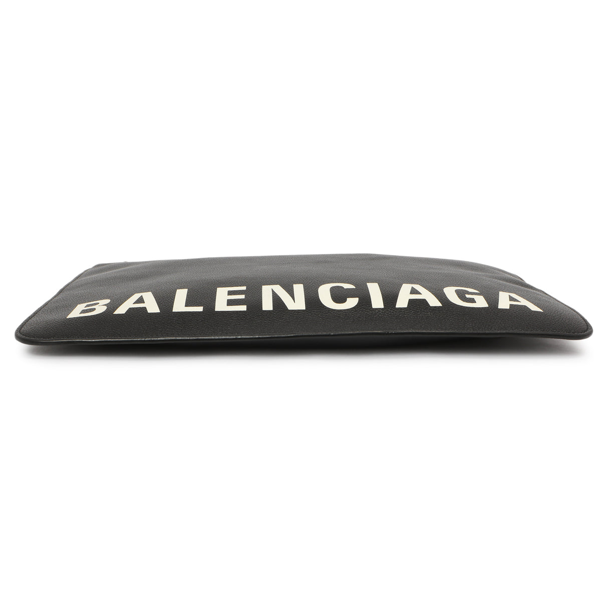 Balenciaga Black Calfskin Logo Large Zip Pouch Handbags Balenciaga
