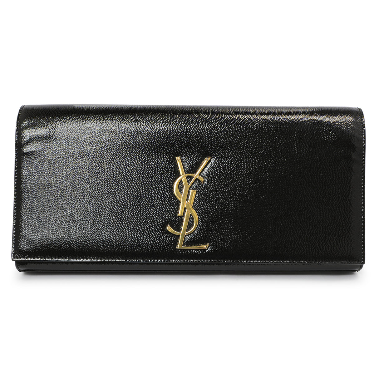 Saint Laurent Black Patent Grain De Poudre Monogram Cassandre Clutch Handbags Saint Laurent