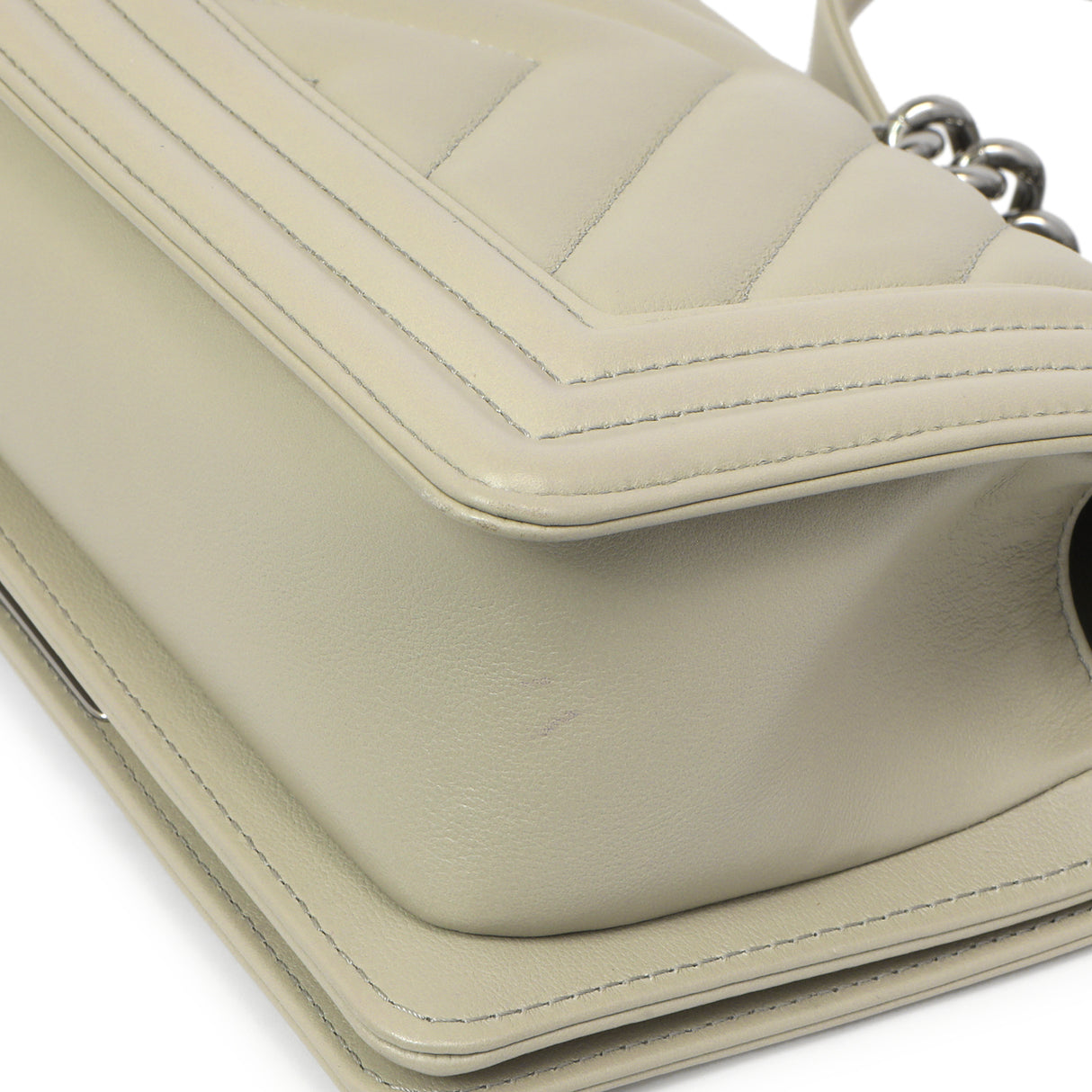 Chanel Grey Chevron Calfskin Small Boy Bag Handbags Chanel