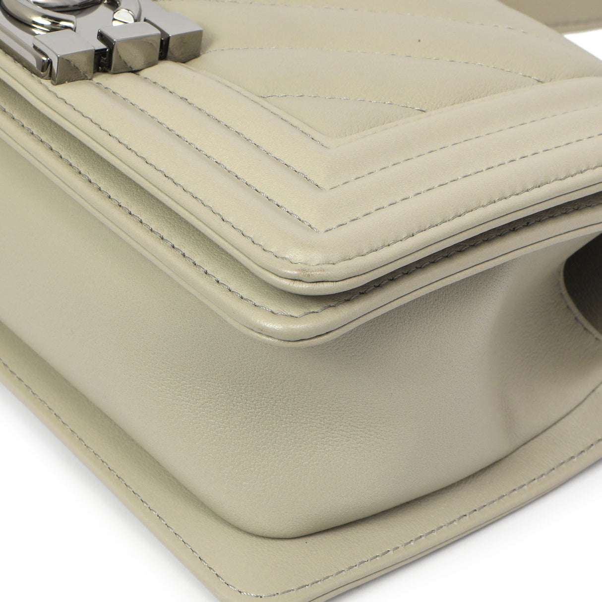 Chanel Grey Chevron Calfskin Small Boy Bag Handbags Chanel