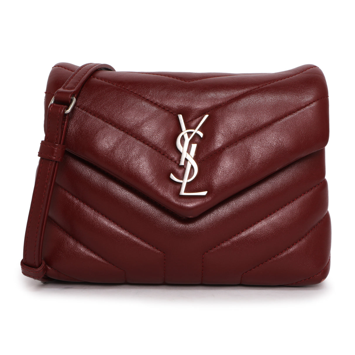 Saint Laurent Burgundy Calfskin Monogram Toy Loulou Crossbody Handbags Saint Laurent