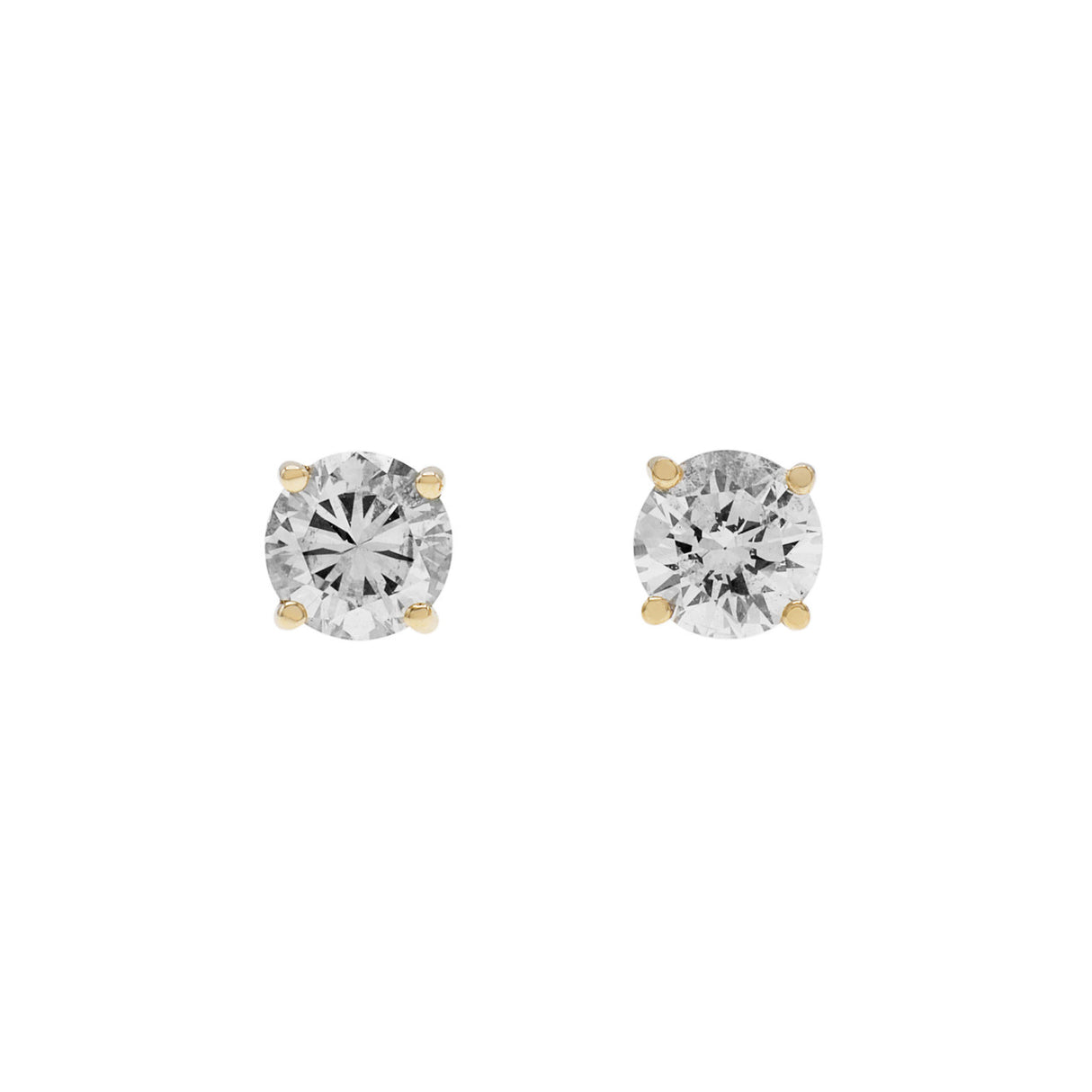14K Yellow Gold 0.78 Carat Diamond Stud Earrings Modaselle