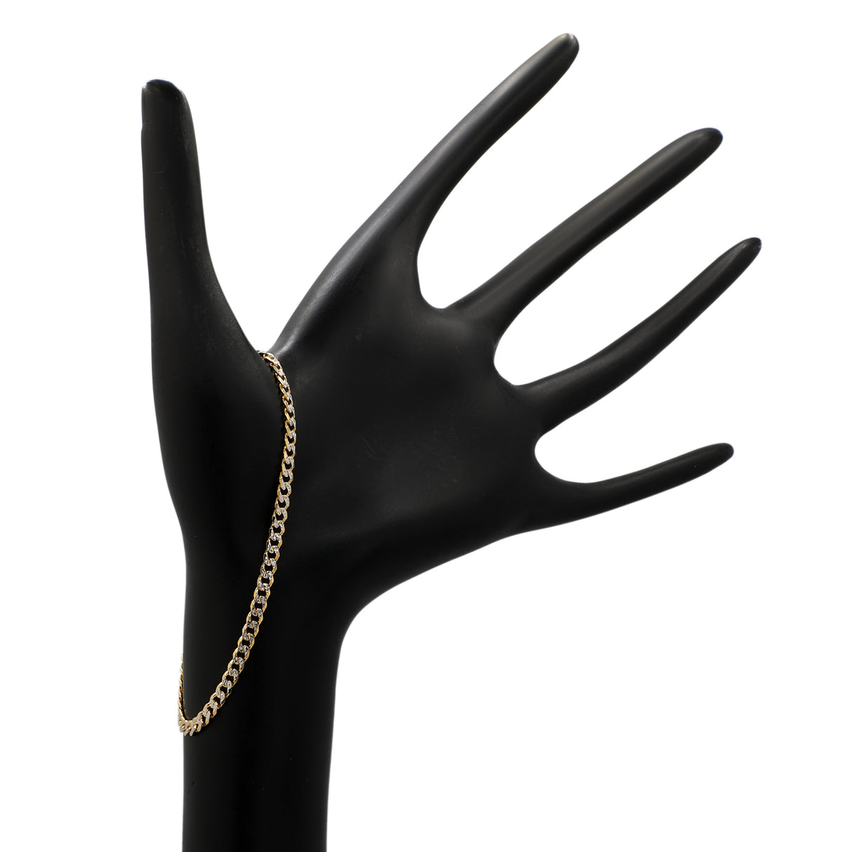 18K Yellow/White Gold Italian Curb Bracelet Fine Jewellery Modaselle