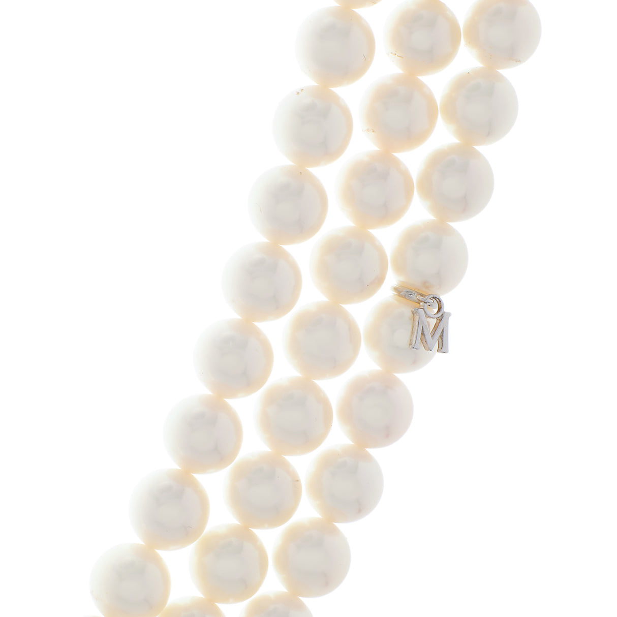 Mikimoto 18K White Gold Diamond Pearl Triple Strand Necklace Designer Jewellery Mikimoto